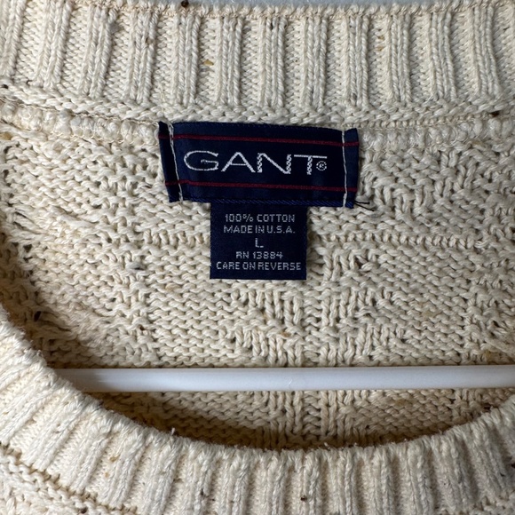 Vintage Gant Cream and Brown Speckle Crewneck Mens Sweater - Picture 2 of 4